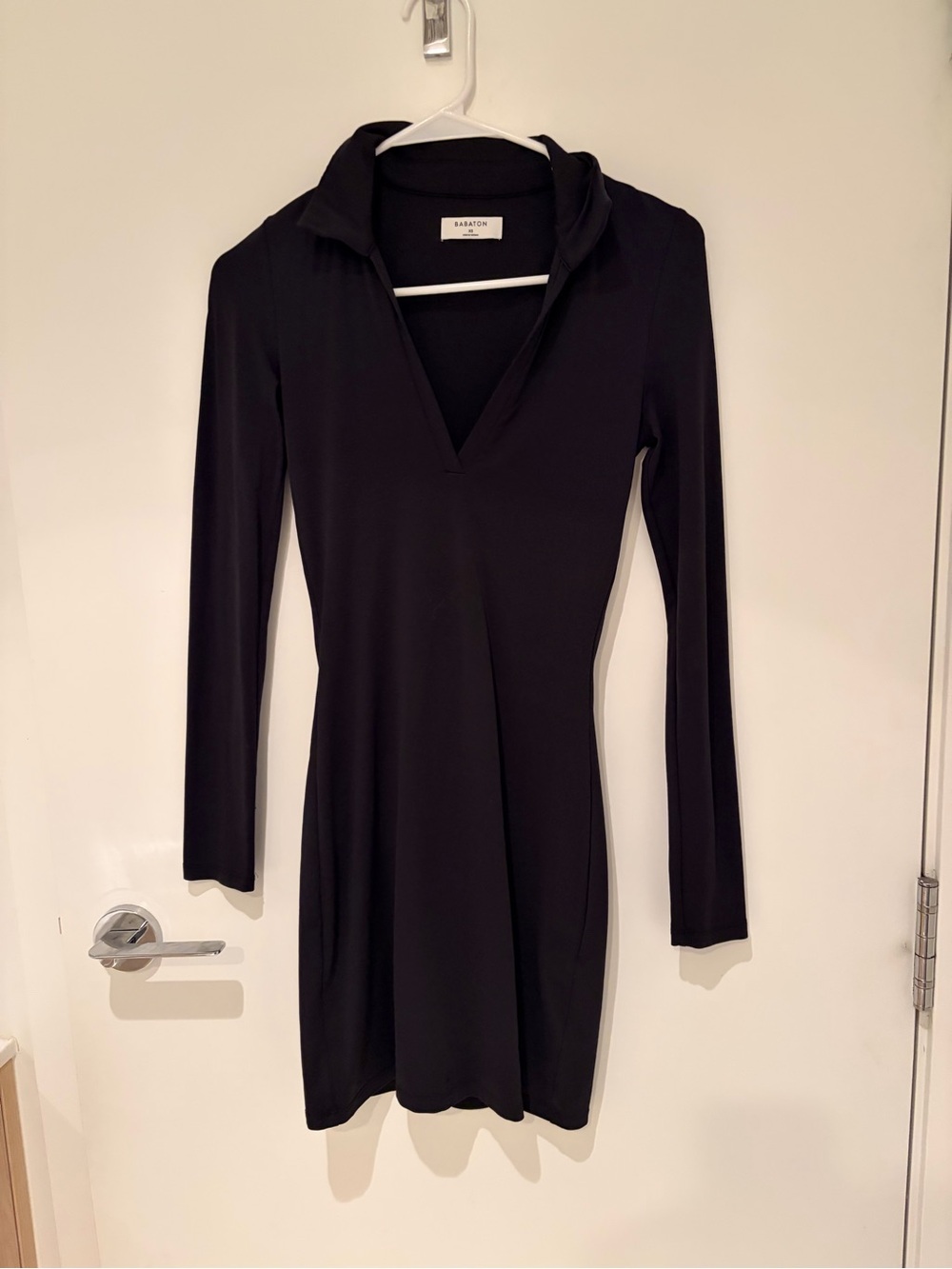 Babaton Contour Polo Longsleeve Dress Black Size XS